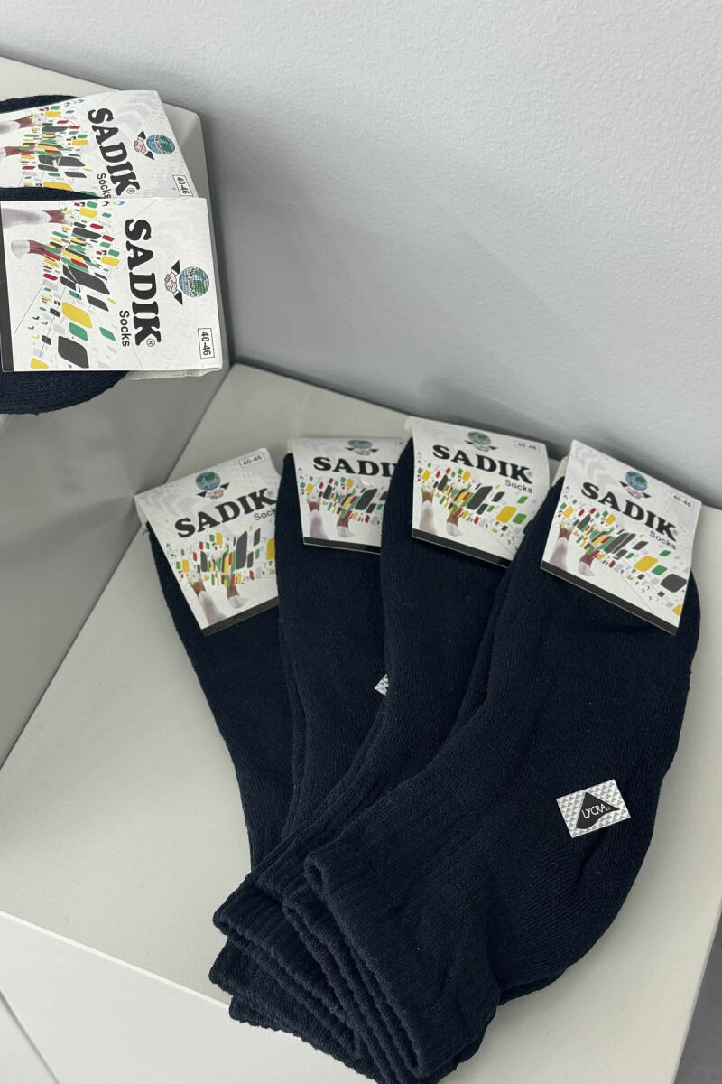 6 PAIR ONE COLOR COSY MEN ANKLE SOCKS DARK BLUE/BEE - 1