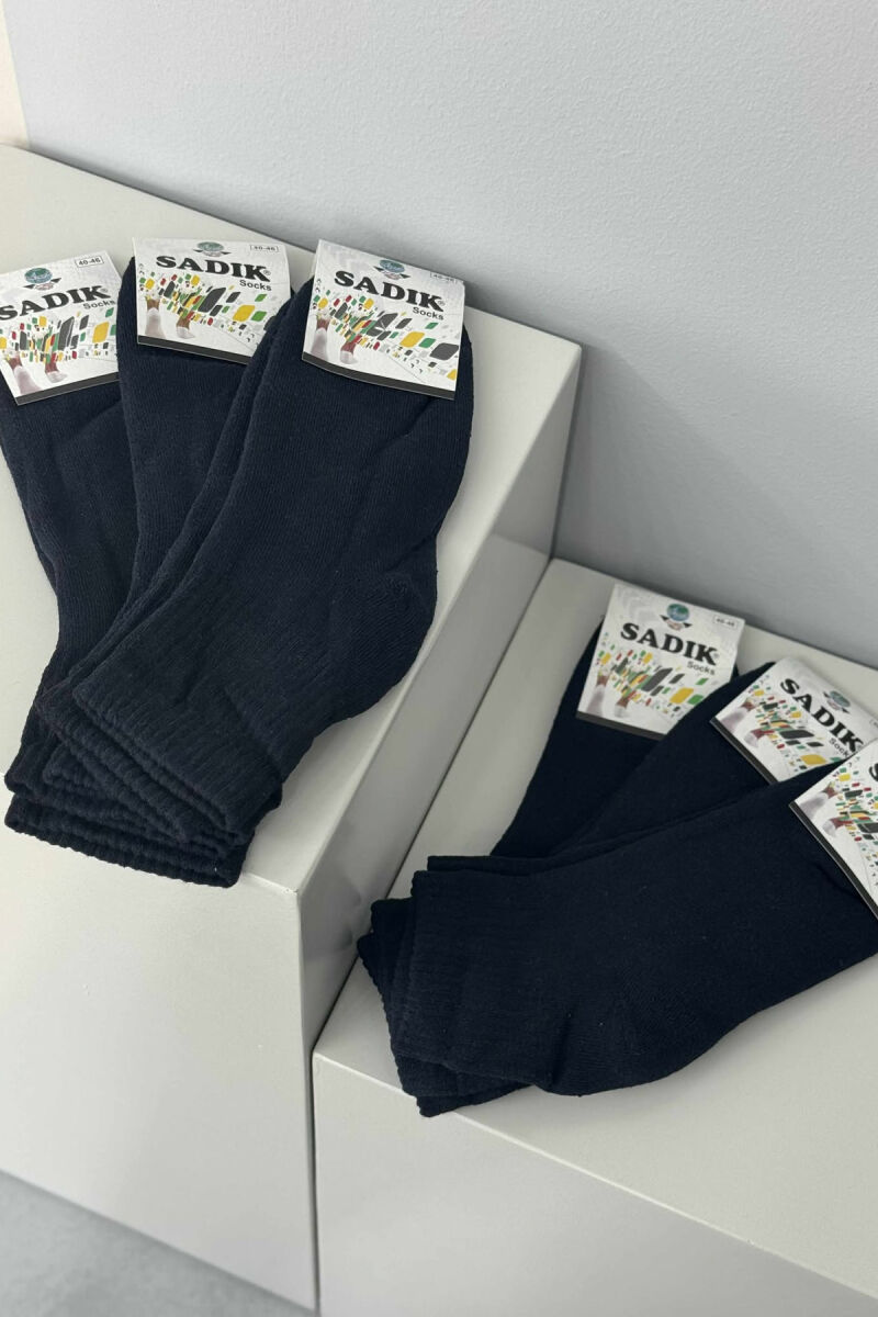 6 PAIR ONE COLOR COSY MEN ANKLE SOCKS DARK BLUE/BEE - 2