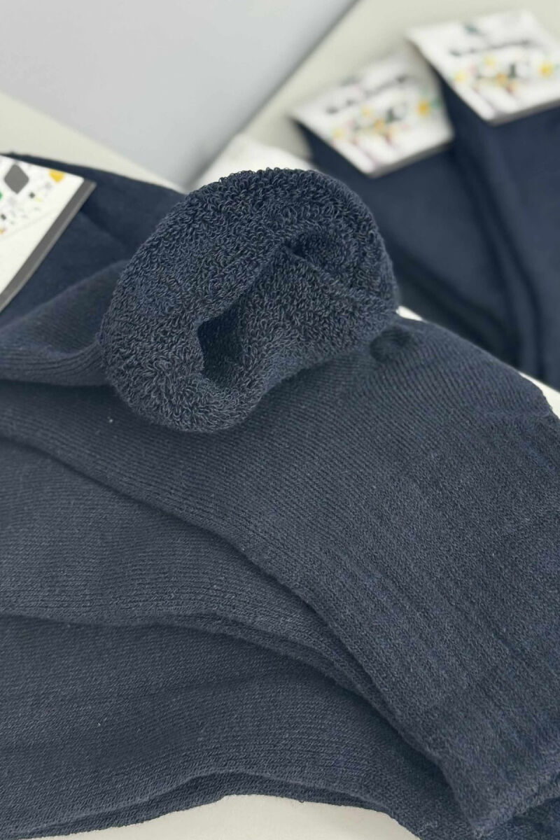 6 PAIR ONE COLOR COSY MEN ANKLE SOCKS DARK BLUE/BEE - 3