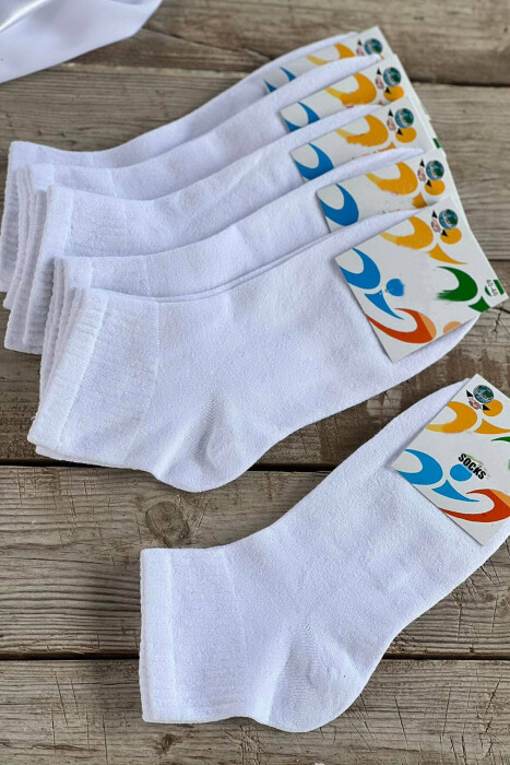 6 PAIR ONE COLOR MEN ANKLE SOCKS WHITE-E BARDHE - KLAUDIO FASHION