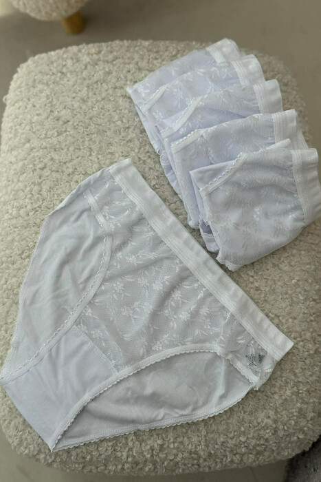 6 PAIR ONE COLOR TULLE WOMEN BRIEFS WHITE-E BARDHE - KLAUDIO FASHION