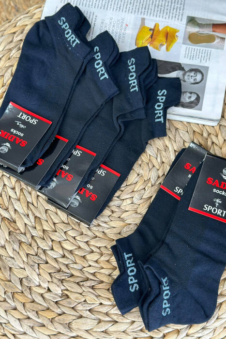 6 PAIR SPORT MEN ANKLE SOCKS DARK BLUE/BEE - 2