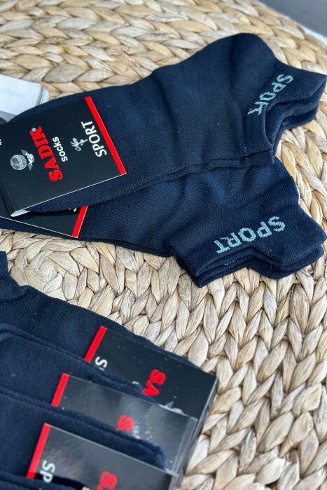6 PAIR SPORT MEN ANKLE SOCKS DARK BLUE/BEE - 3