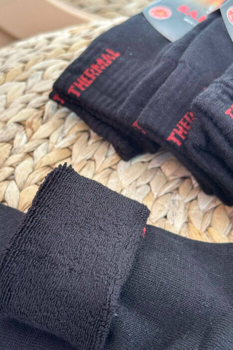6 PAIR THERMAL MEN CREW SOCKS BLACK/ E ZEZE - 4