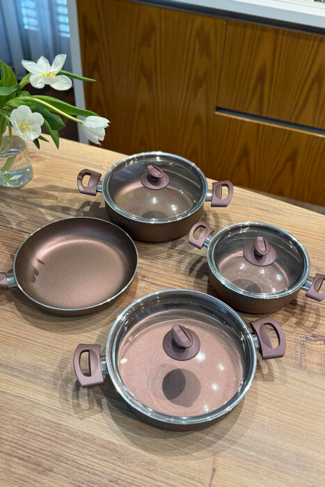 7 PIECES SET CASSEROLES+ PANS PURPLE/LEJLA - 5