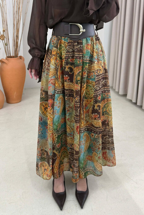 ABSTRACT DESIGN BELT DETAIL WOMAN SKIRT MULTIPLE/SHNGJ - 