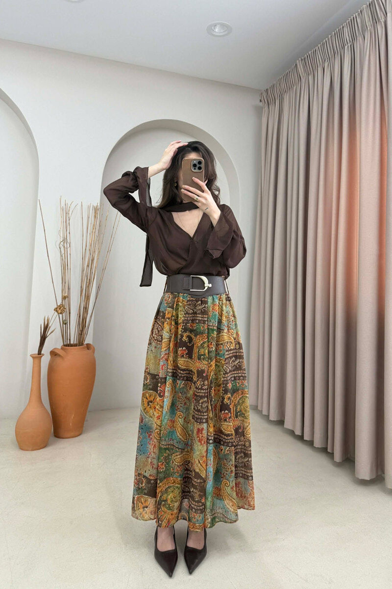 ABSTRACT DESIGN BELT DETAIL WOMAN SKIRT MULTIPLE/SHNGJ - 2