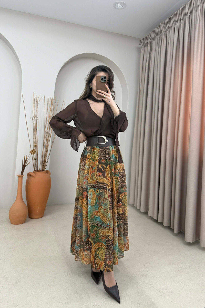 ABSTRACT DESIGN BELT DETAIL WOMAN SKIRT MULTIPLE/SHNGJ - 3