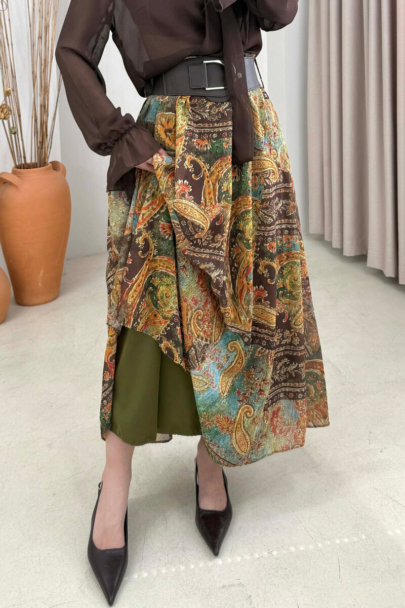 ABSTRACT DESIGN BELT DETAIL WOMAN SKIRT MULTIPLE/SHNGJ - 5