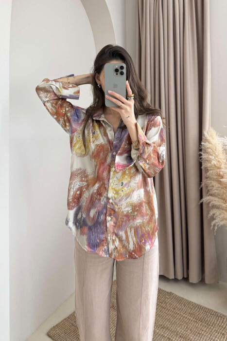 ABSTRACT DESIGN LONG SLEEVES WOMEN SHIRT MULTIPLE/SHNGJ - 10