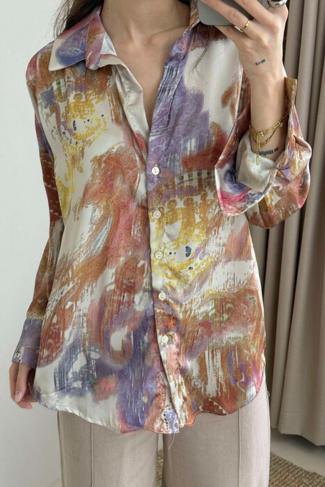 ABSTRACT DESIGN LONG SLEEVES WOMEN SHIRT MULTIPLE/SHNGJ - 11