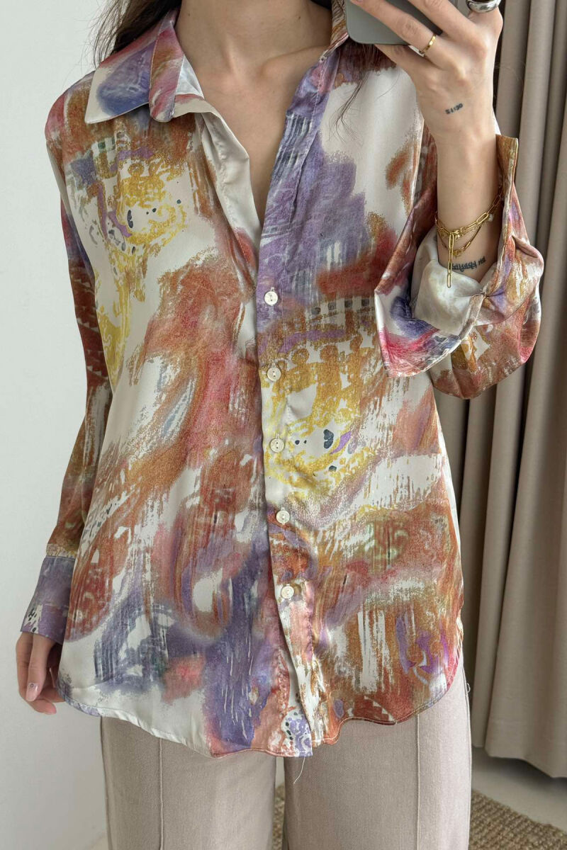 ABSTRACT DESIGN LONG SLEEVES WOMEN SHIRT MULTIPLE/SHNGJ - 11