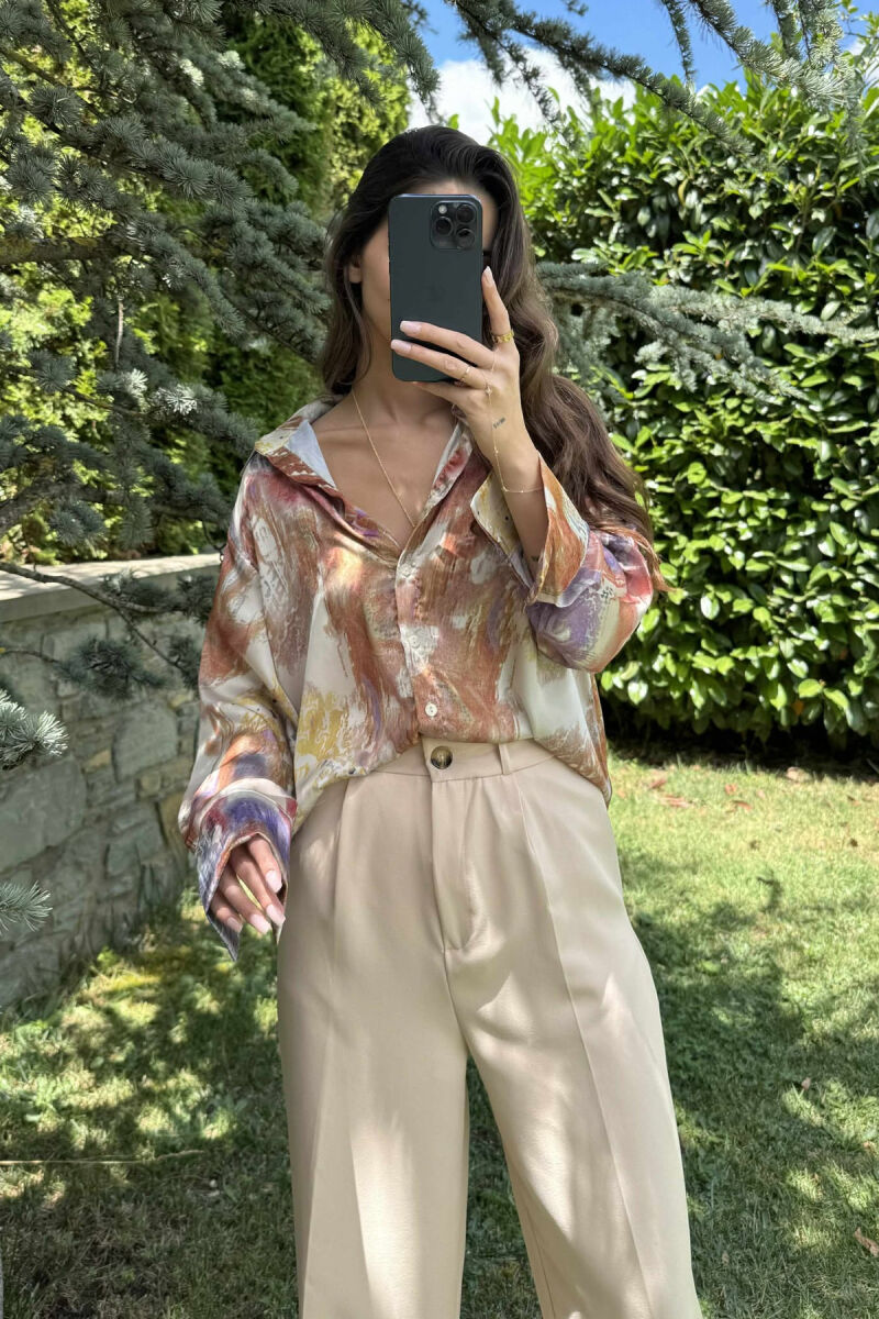 ABSTRACT DESIGN LONG SLEEVES WOMEN SHIRT MULTIPLE/SHNGJ - 6