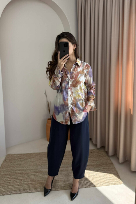 ABSTRACT DESIGN LONG SLEEVES WOMEN SHIRT MULTIPLE/SHNGJ - 2