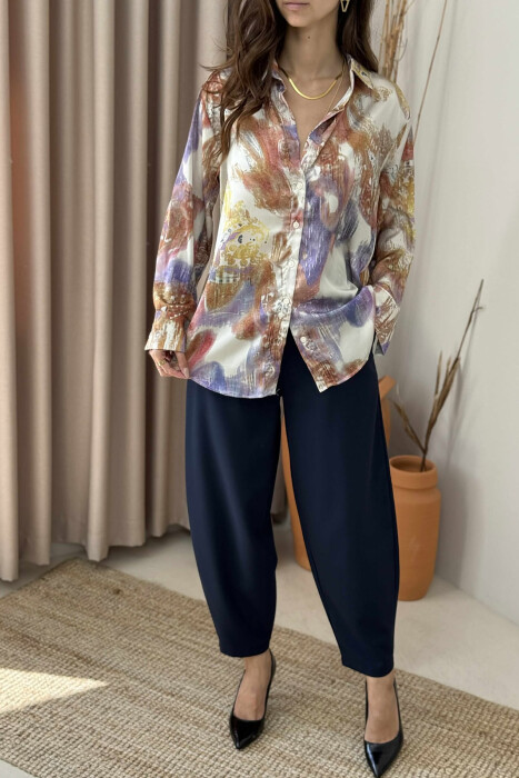 ABSTRACT DESIGN LONG SLEEVES WOMEN SHIRT MULTIPLE/SHNGJ - 5