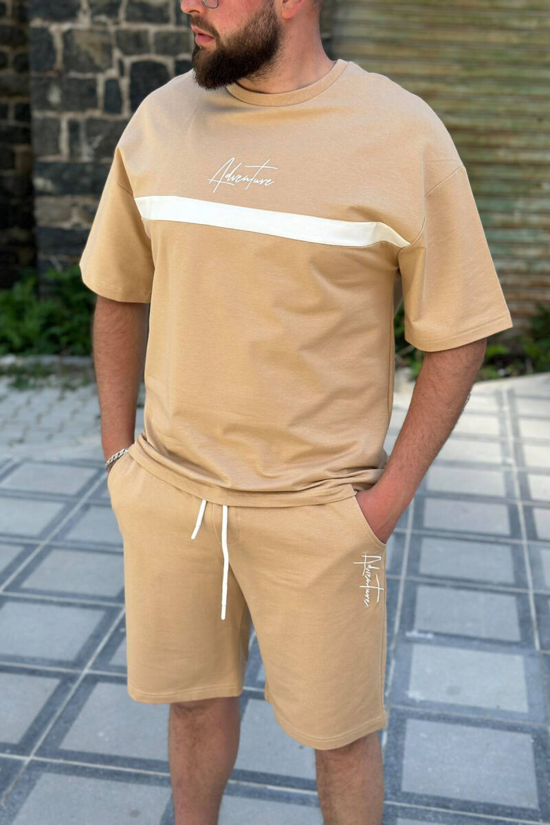 ADVENTURE COTTON MEN SWEATSUIT SET BEIGE/BEZHE - 1