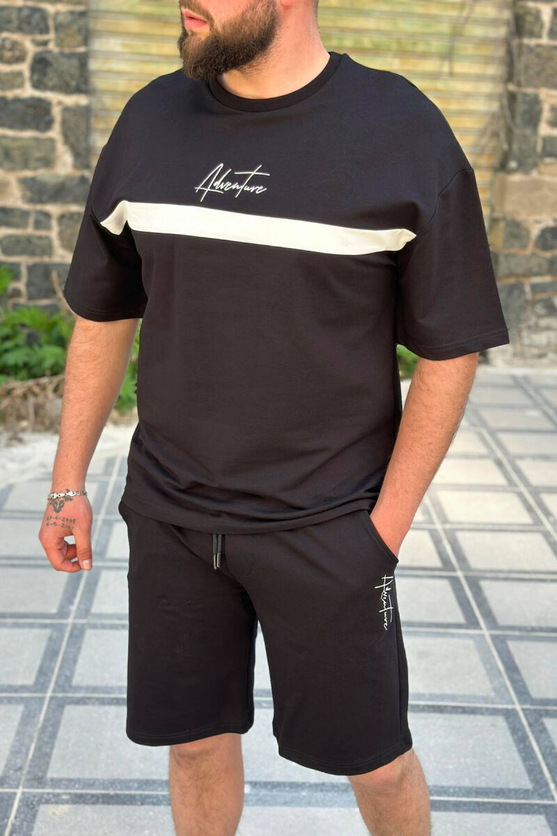 ADVENTURE COTTON MEN SWEATSUIT SET BLACK/ E ZEZE - 1