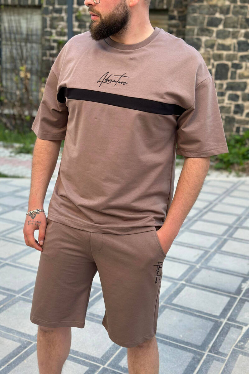 ADVENTURE COTTON MEN SWEATSUIT SET BROWN/KAFE - 1