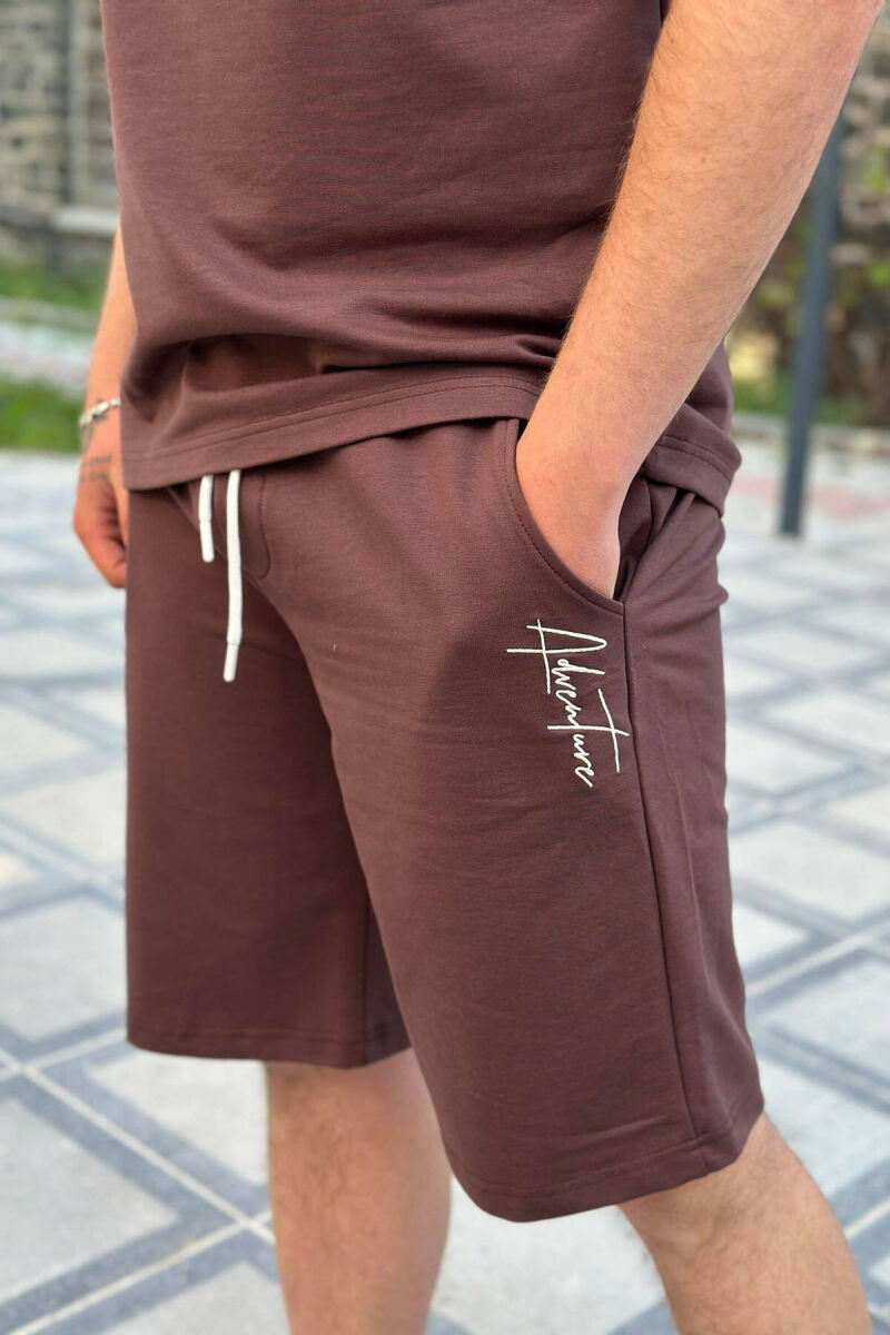 ADVENTURE COTTON MEN SWEATSUIT SET DARK BROWN/KAE - 2