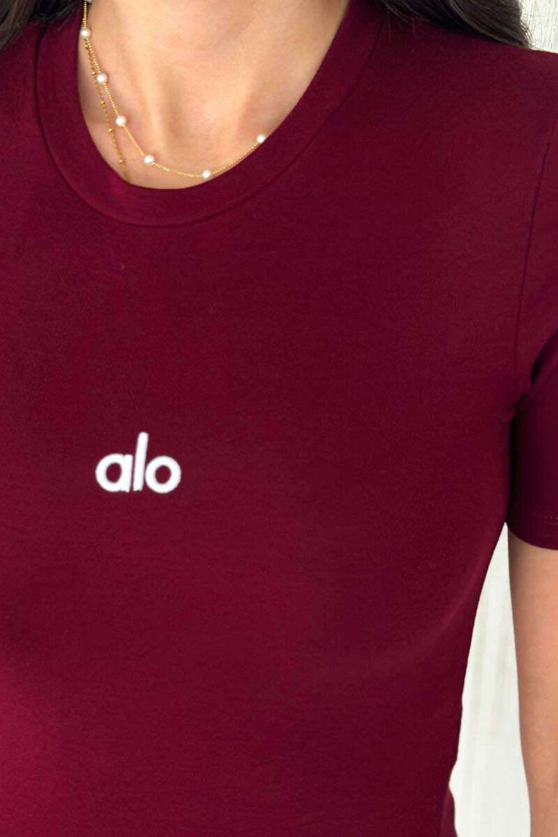 ALO FRONT WRITTING ONE COLOR WOMEN T-SHIRT BURGUNDY/VISHNJE - 2