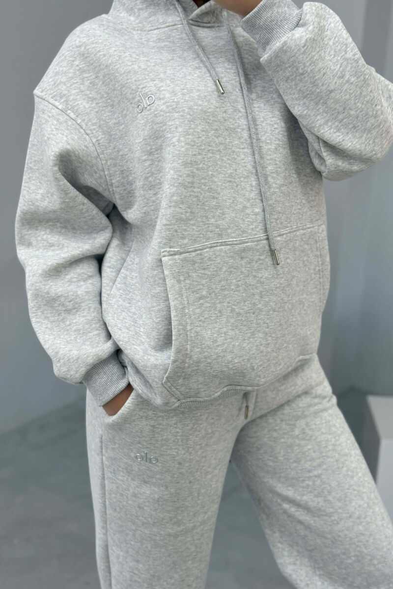 ALO HOODIE+SWEATPANTS FLUFFY WOMEN SET LIGHT GREY/GZ - 6