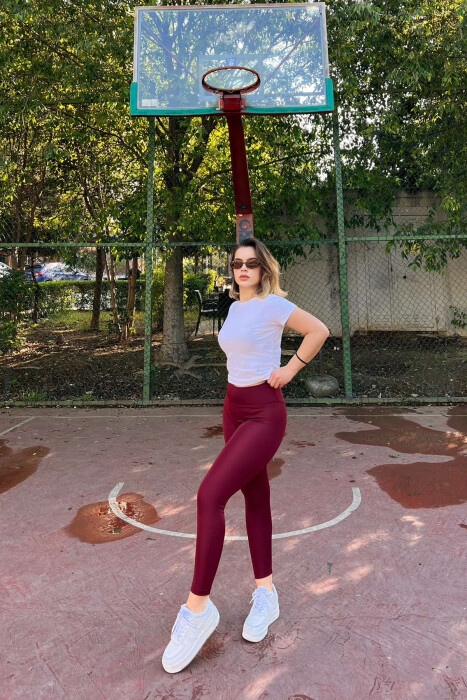 ALO SIMPLE WOMAN LEGGINGS BURGUNDY/VISHNJE - 7