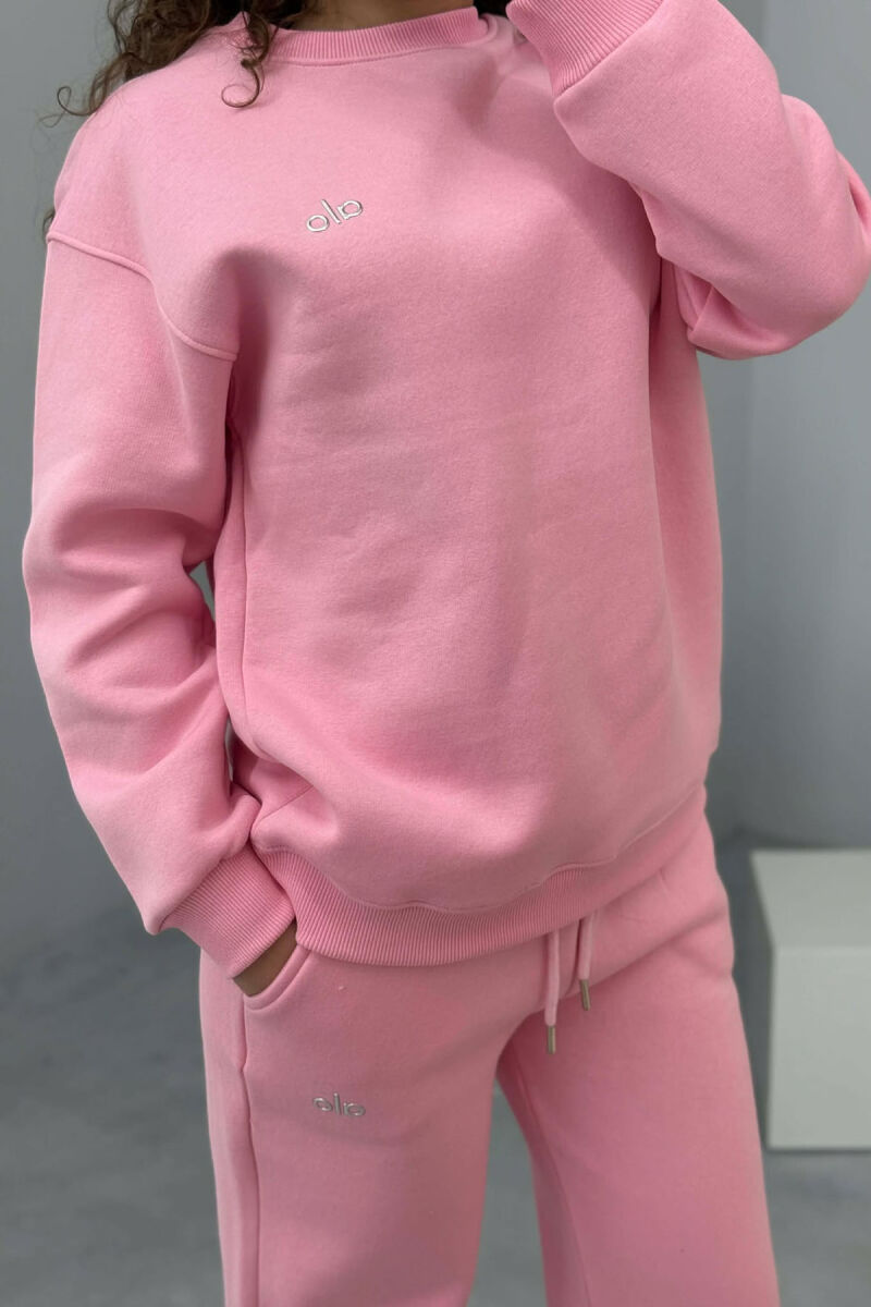 ALO SWEATSHIRT+SWEATPANTS FLUFFY WOMEN SET PINK/ROZE - 3