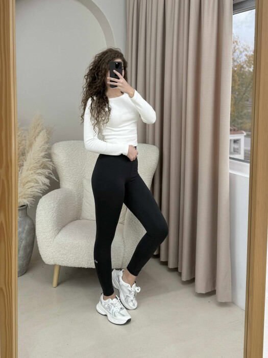 ALO WRITTING SIMPLE WOMEN LEGGINGS BLACK/ E ZEZE - 3