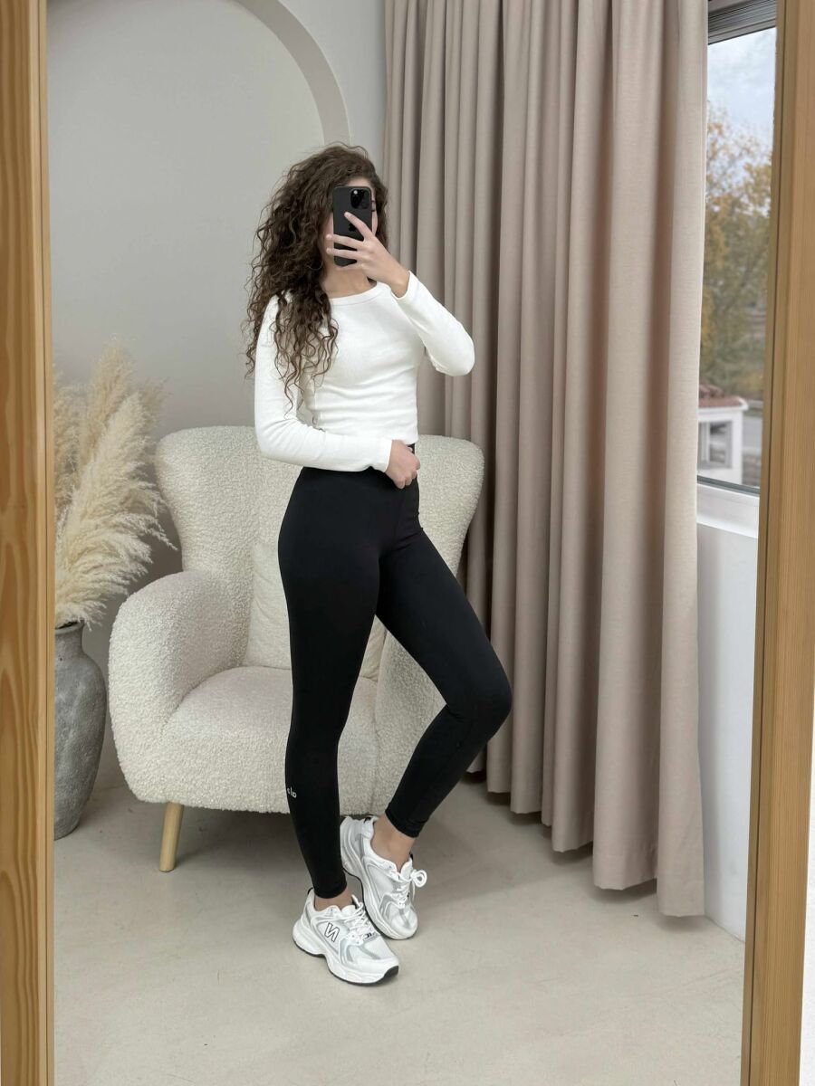 ALO WRITTING SIMPLE WOMEN LEGGINGS BLACK/ E ZEZE - 3