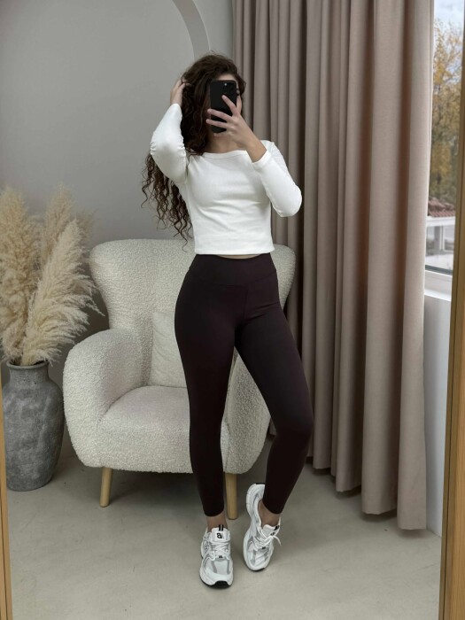 ALO WRITTING SIMPLE WOMEN LEGGINGS DARK BROWN/KAE - 2