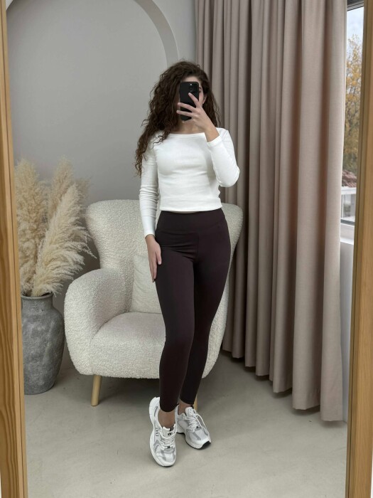 ALO WRITTING SIMPLE WOMEN LEGGINGS DARK BROWN/KAE - 3