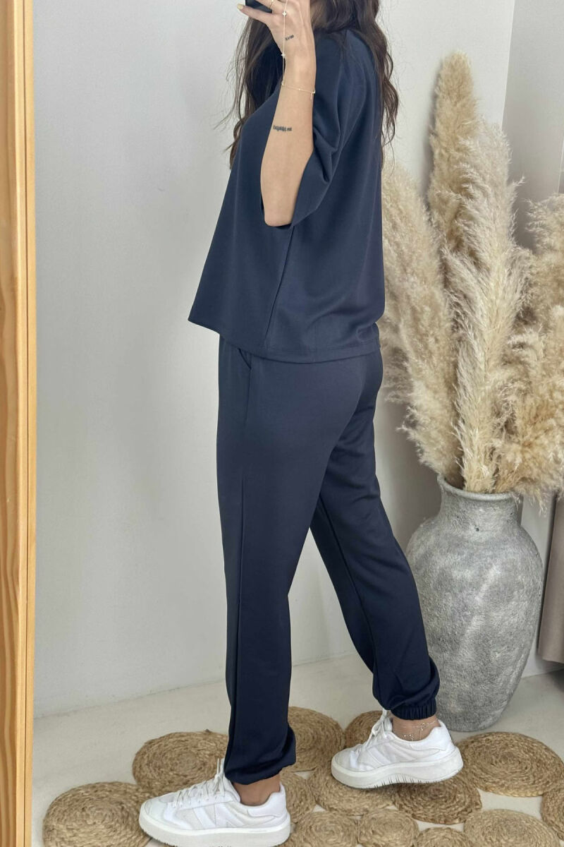 ALO WRITTING T-SHIRT+JOGGERS WOMEN SET DARK GREY/GEE - 4