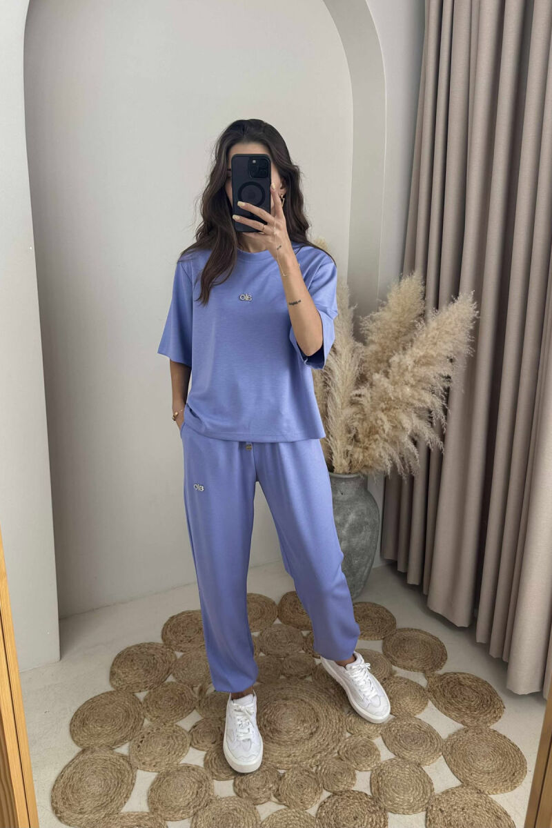 ALO WRITTING T-SHIRT+JOGGERS WOMEN SET LIGHT PURPLE/LEZB - 2