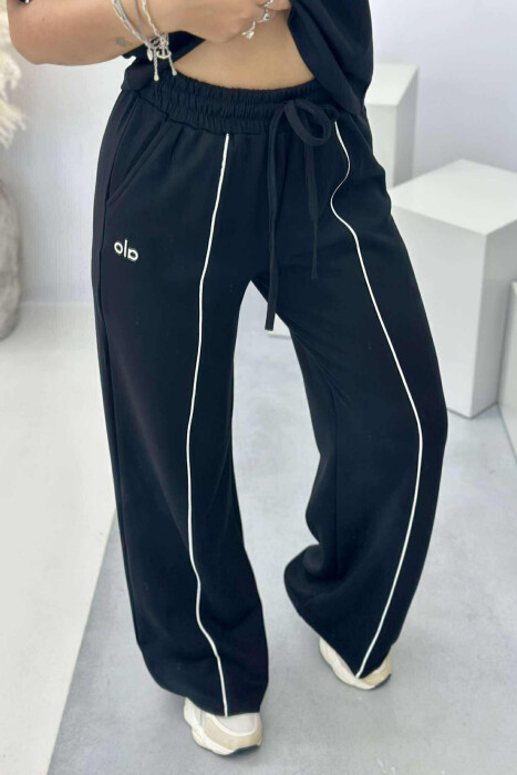 ALO WRITTING T-SHIRT+TROUSERS STRIPED WOMEN SET BLACK/ E ZEZE - 2