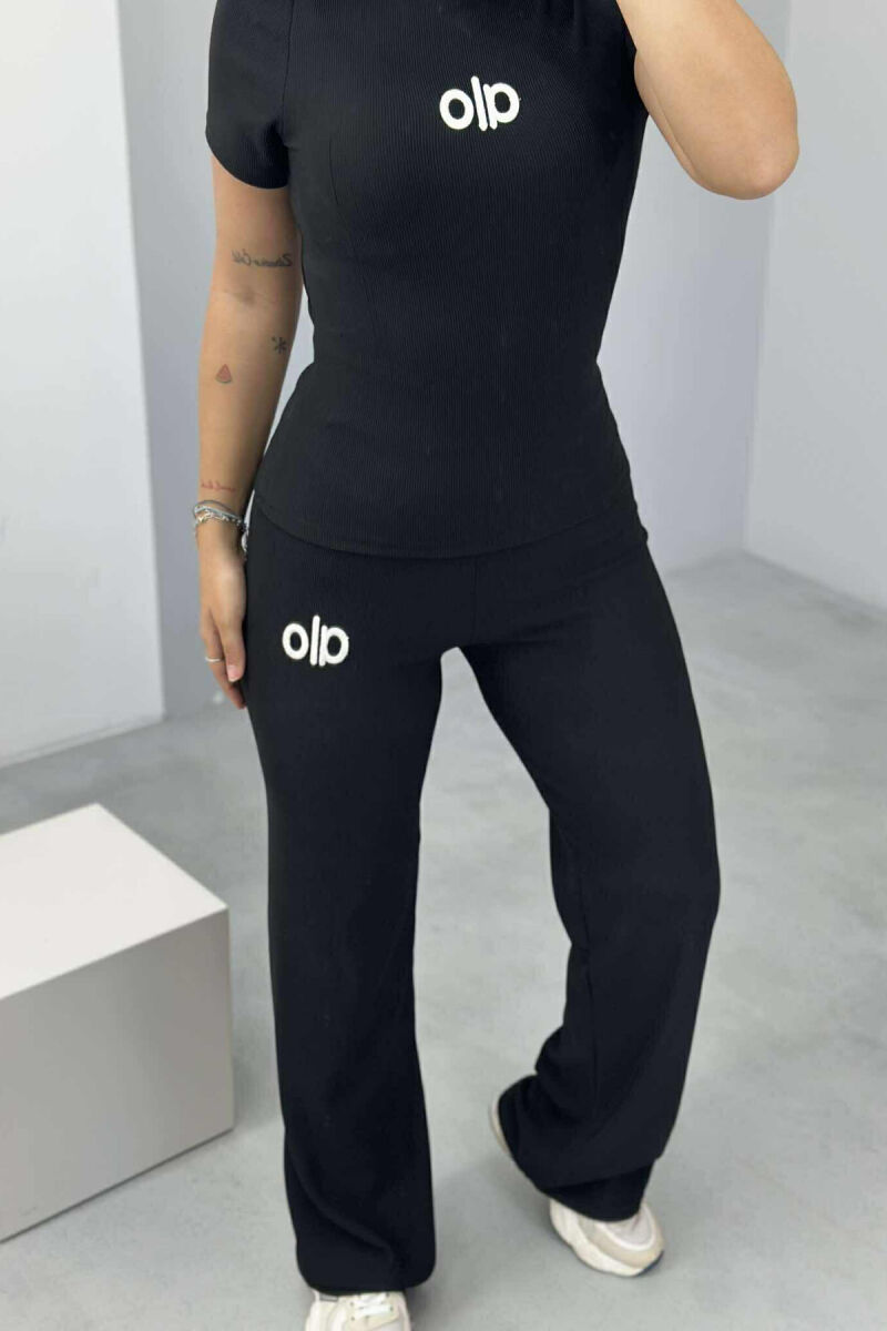 ALO WRITTING T-SHIRT+TROUSERS WOMEN SET BLACK/ E ZEZE - 4
