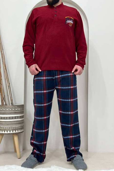 ATHLETIC WARM MEN PYJAMAS BURGUNDY/VISHNJE - KLAUDIO FASHION