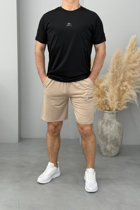 ATHLETIC WRITTING ONE COLOR MEN SHORT SWEATPANTS BEIGE/BEZHE - 2