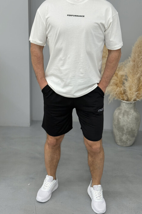 ATHLETIC WRITTING ONE COLOR MEN SHORT SWEATPANTS BLACK/ E ZEZE - 2