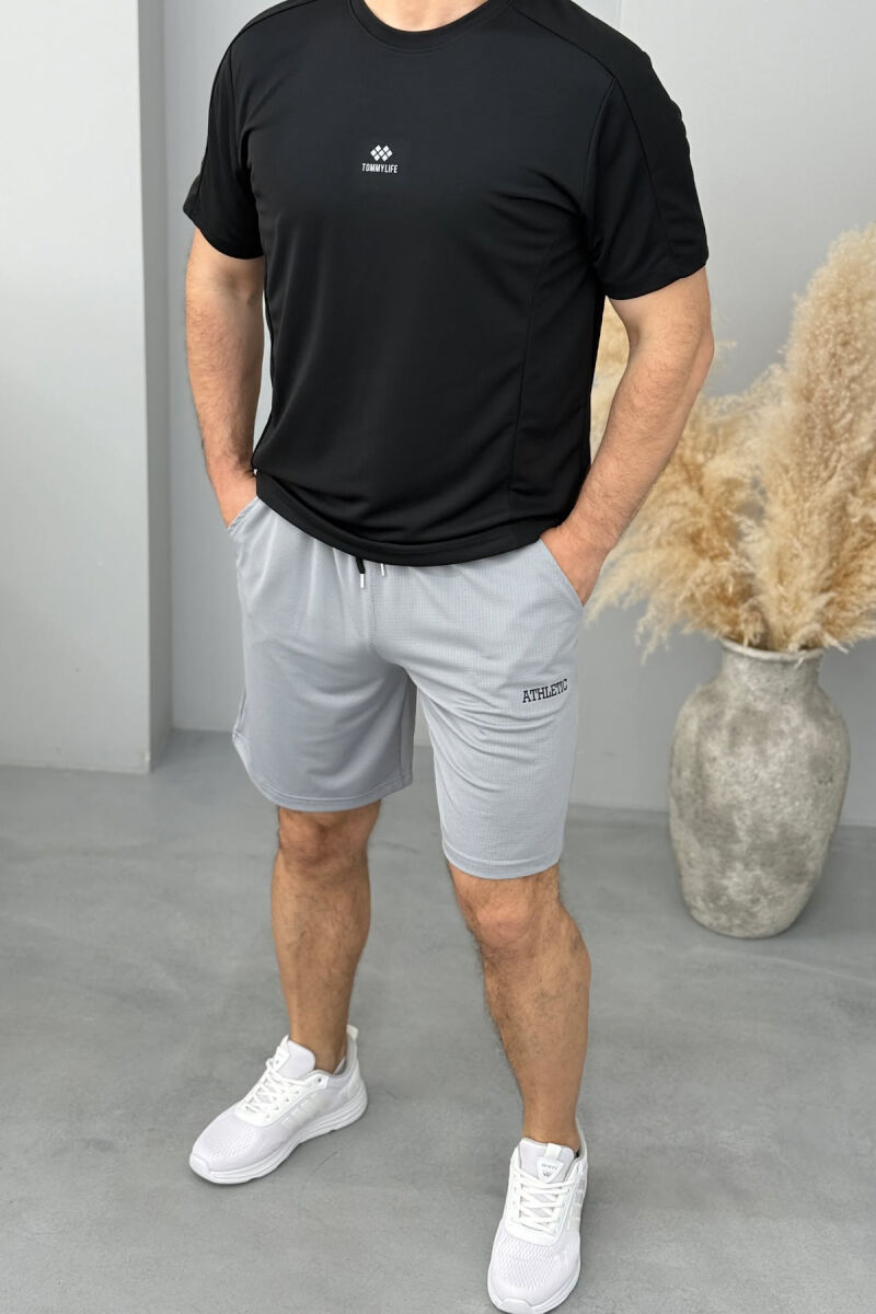 ATHLETIC WRITTING ONE COLOR MEN SHORT SWEATPANTS GREY/GRI - 2