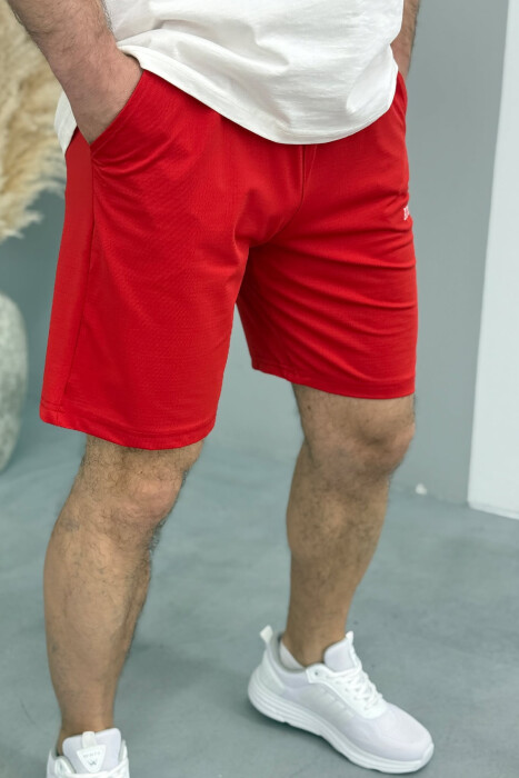 ATHLETIC WRITTING ONE COLOR MEN SHORT SWEATPANTS RED/E KUQE - 3