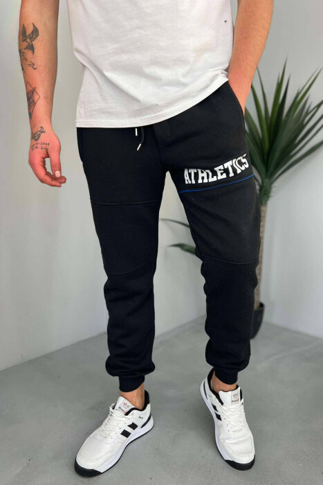 ATHLETICS FLUFFY MEN SWEATPANTS BLACK/ E ZEZE - KLAUDIO FASHION