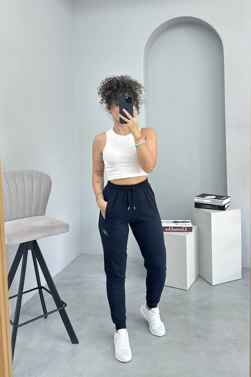 ATHLETICS WRITTING ONE COLOR WOMEN JOGGERS DARK BLUE/BEE - 1