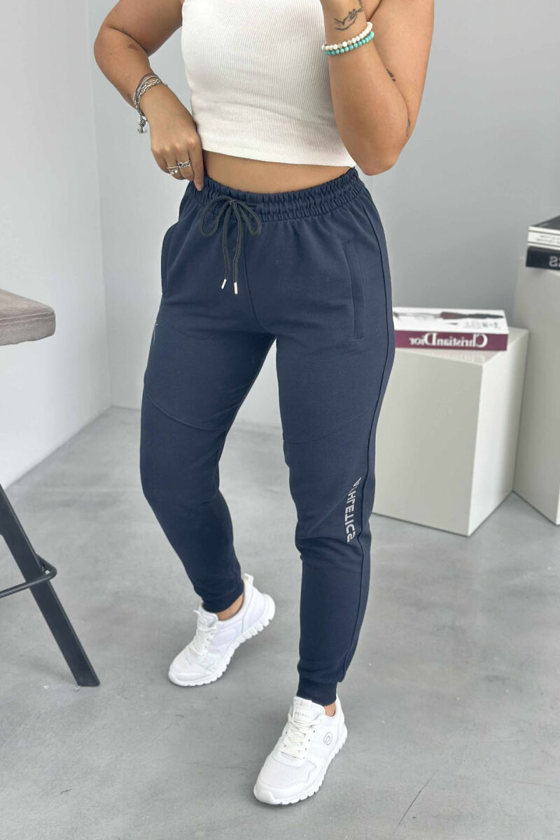 ATHLETICS WRITTING ONE COLOR WOMEN JOGGERS DARK BLUE/BEE - 2
