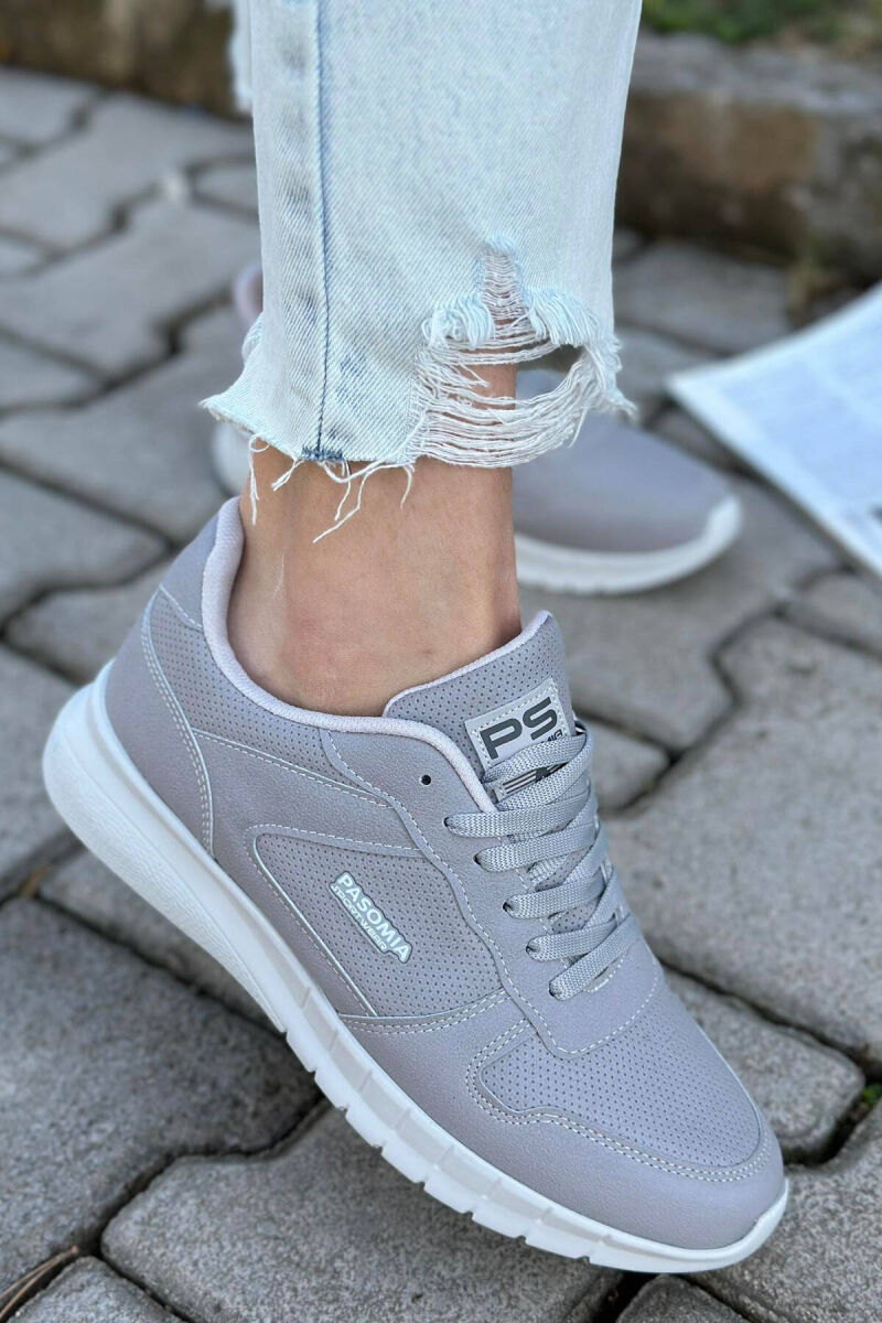 ATLETE LËKURË ME LIDHËSE PËR FEMRA NË NGJYRËN GRI - 1