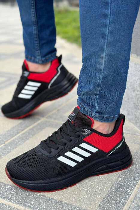 LACING PLATFORM MEN SNEAKERS BLACK-RED/ZEKU 