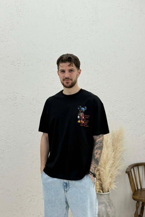 BACK IMAGE DESIGN MEN T-SHIRT BLACK/ E ZEZE 