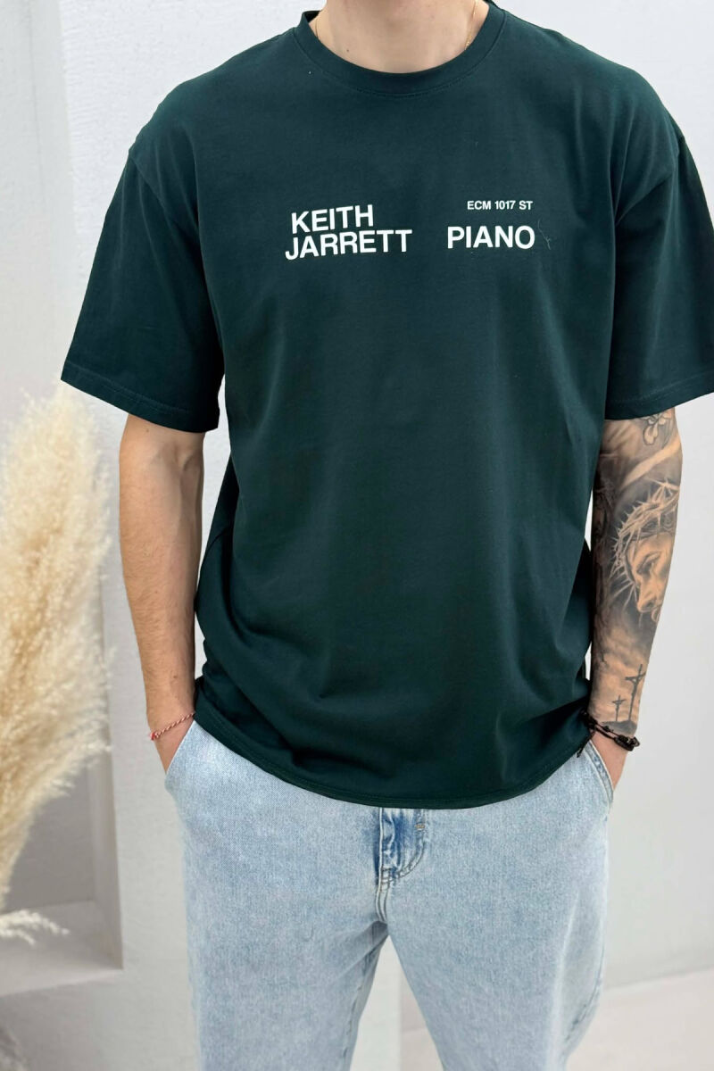 BACK IMAGE & FRONT WRITTINGS MEN T-SHIRT DARK GREEN/JEE - 2