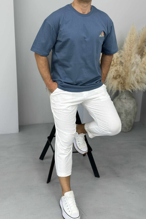 BACK IMAGE ROUND NECK MEN T-SHIRT LIGHTBLUE/BZ 