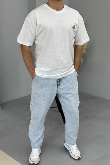 BACK IMAGE ROUND NECK MEN T-SHIRT WHITE-E BARDHE - 1