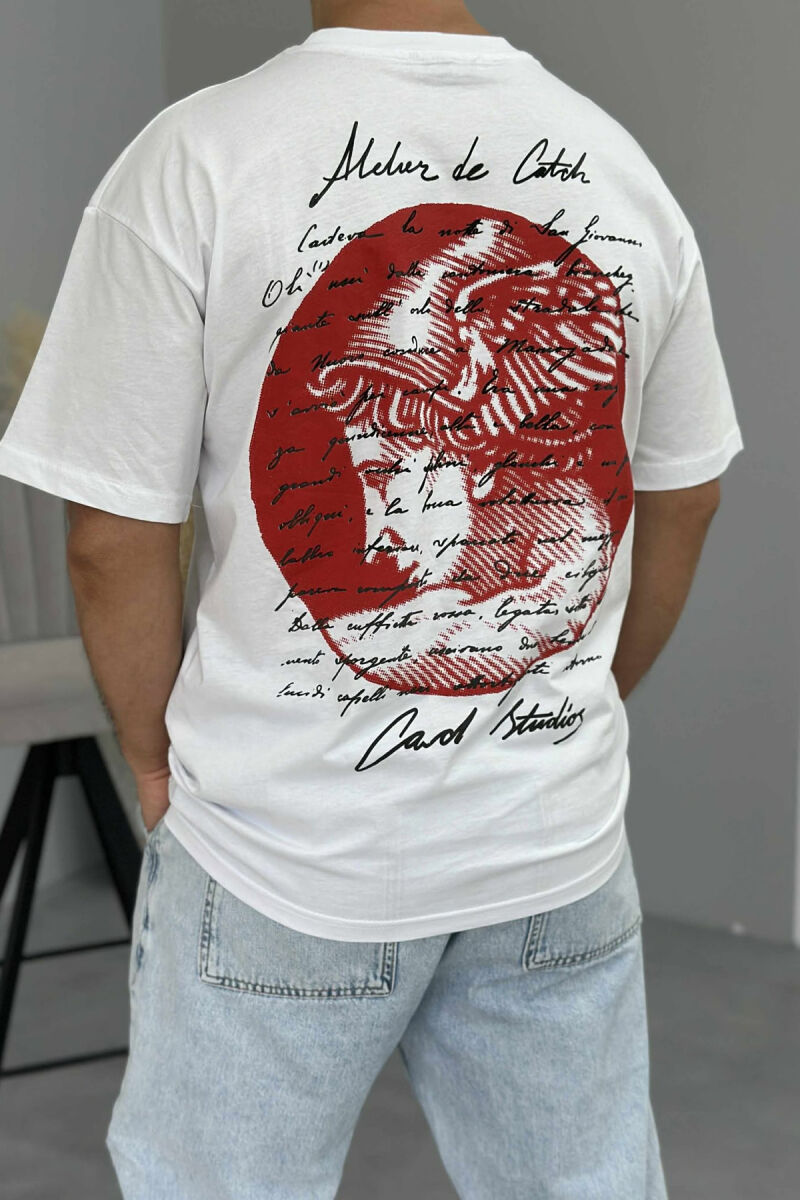 BACK IMAGE ROUND NECK MEN T-SHIRT WHITE-E BARDHE - 4